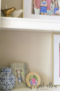 How To Style Built-Ins, Decorating Bulit-ins, Styling Shelves, How To Decorate Shelves, Gold and Navy Decor, Ginger Jars,