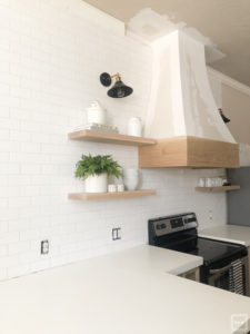 DIY white oak open shelving without breaking the bank. See how we added four white oak shelves to our kitchen for under $250