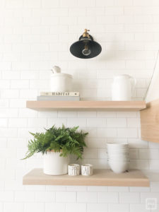 DIY white oak open shelving without breaking the bank. See how we added four white oak shelves to our kitchen for under $250