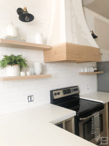 DIY white oak open shelving without breaking the bank. See how we added four white oak shelves to our kitchen for under $250