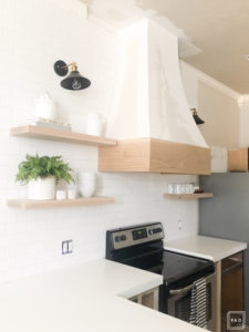 DIY white oak open shelving without breaking the bank. See how we added four white oak shelves to our kitchen for under $250